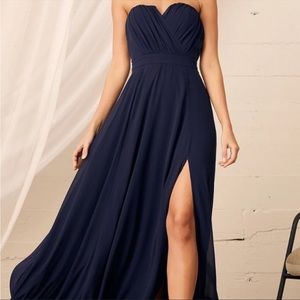 Lulus Navy Strapless Maxi Dress